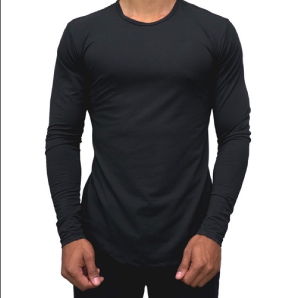 ESNTLS Black Curved Hem Workout Long Sleeve Shirt